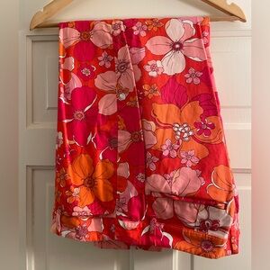 Talbots Orange Floral Perfect Crop Pants